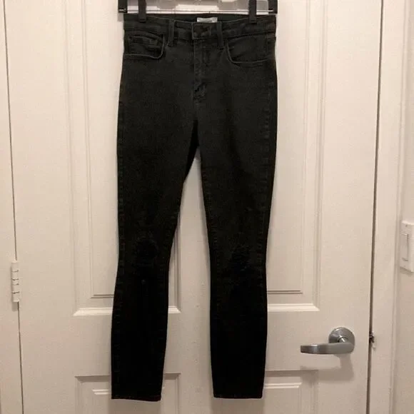 L’Agence Margot Black Distressed High Rise Skinny Jeans in Zinc Destruct. Sz 27 - Picture 1 of 8